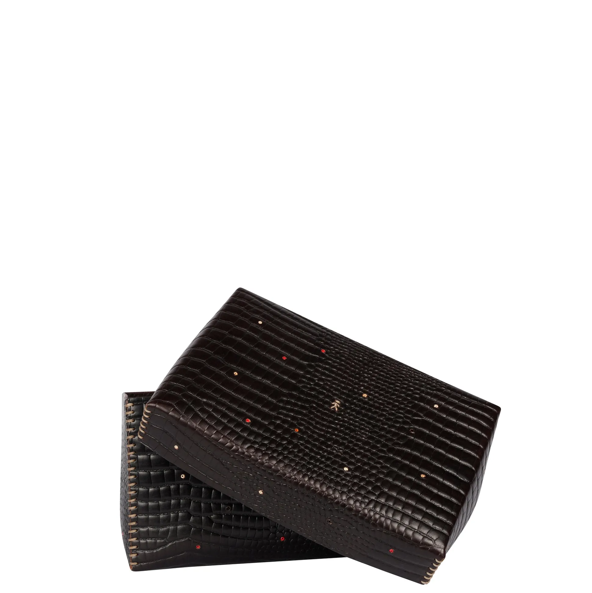 Scatola Perline M Printed Crocodile Black