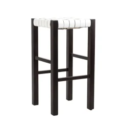 Sgabello Nestor Cuoio Incrociato White