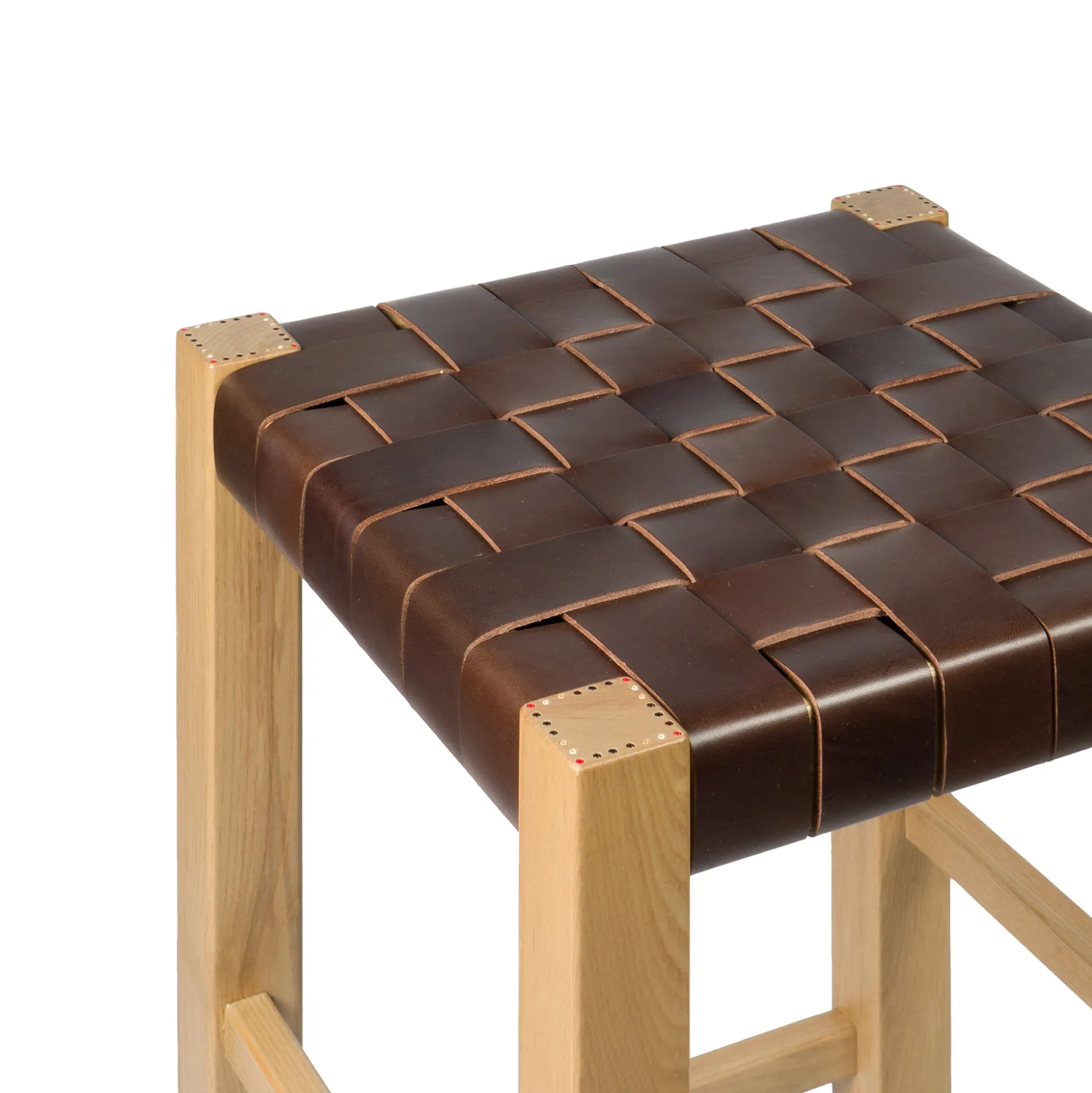 Sgabello Nestor Cuoio Incrociato Brown