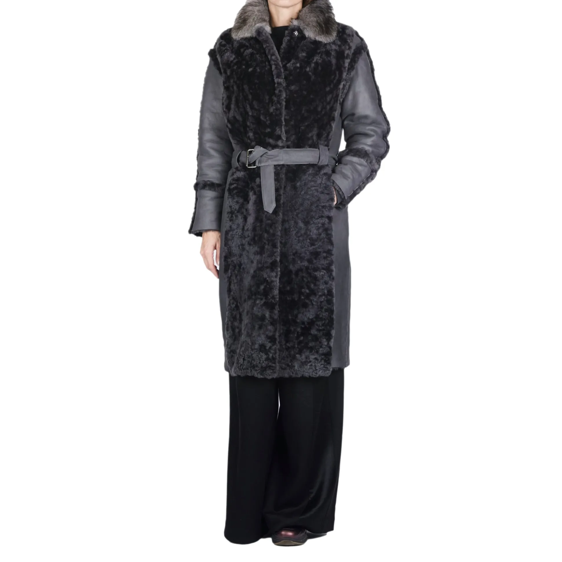 Shearling Coat Dark Grey