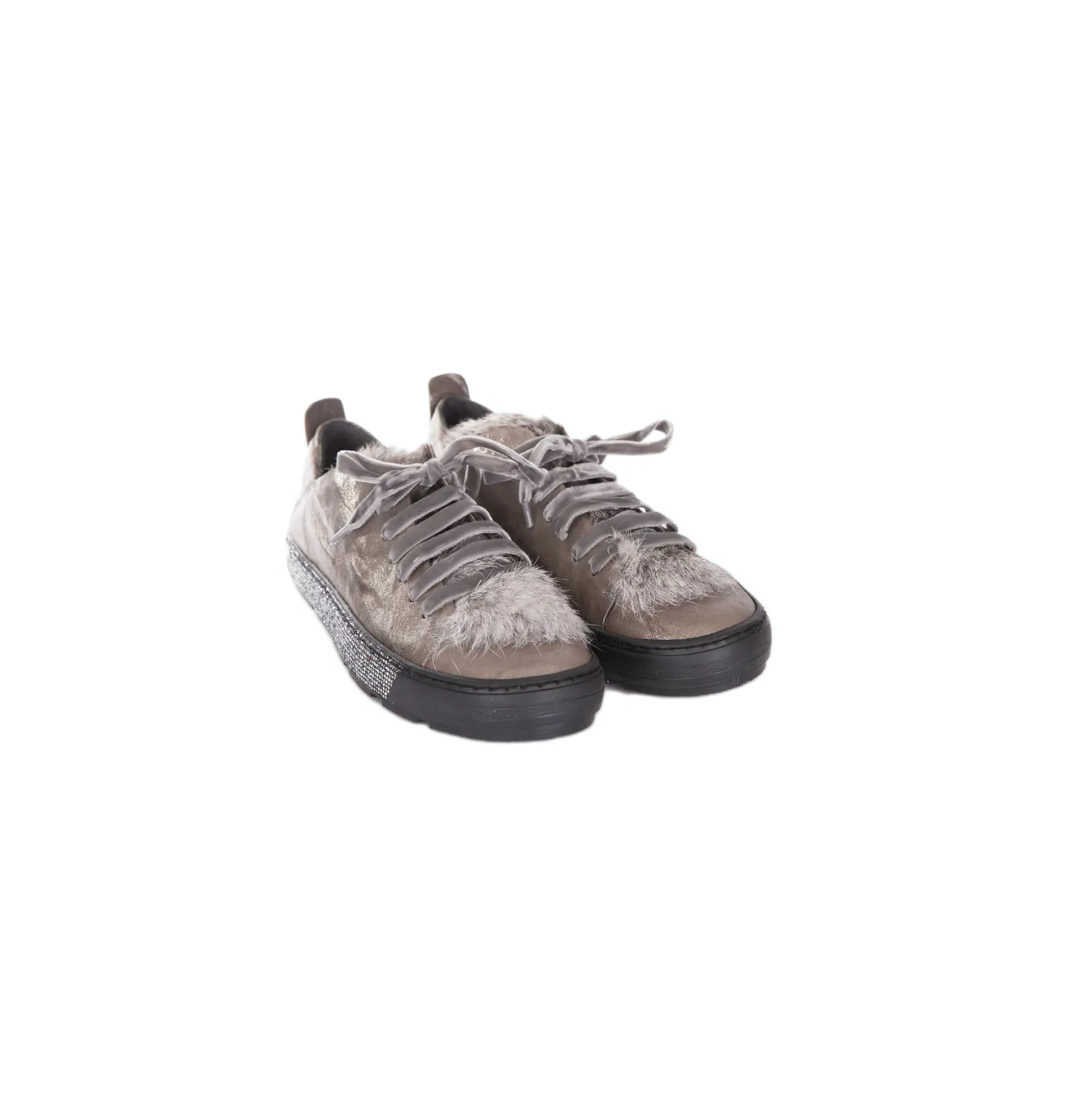 Sneaker Fur Metal Wash Lapin Anthracite