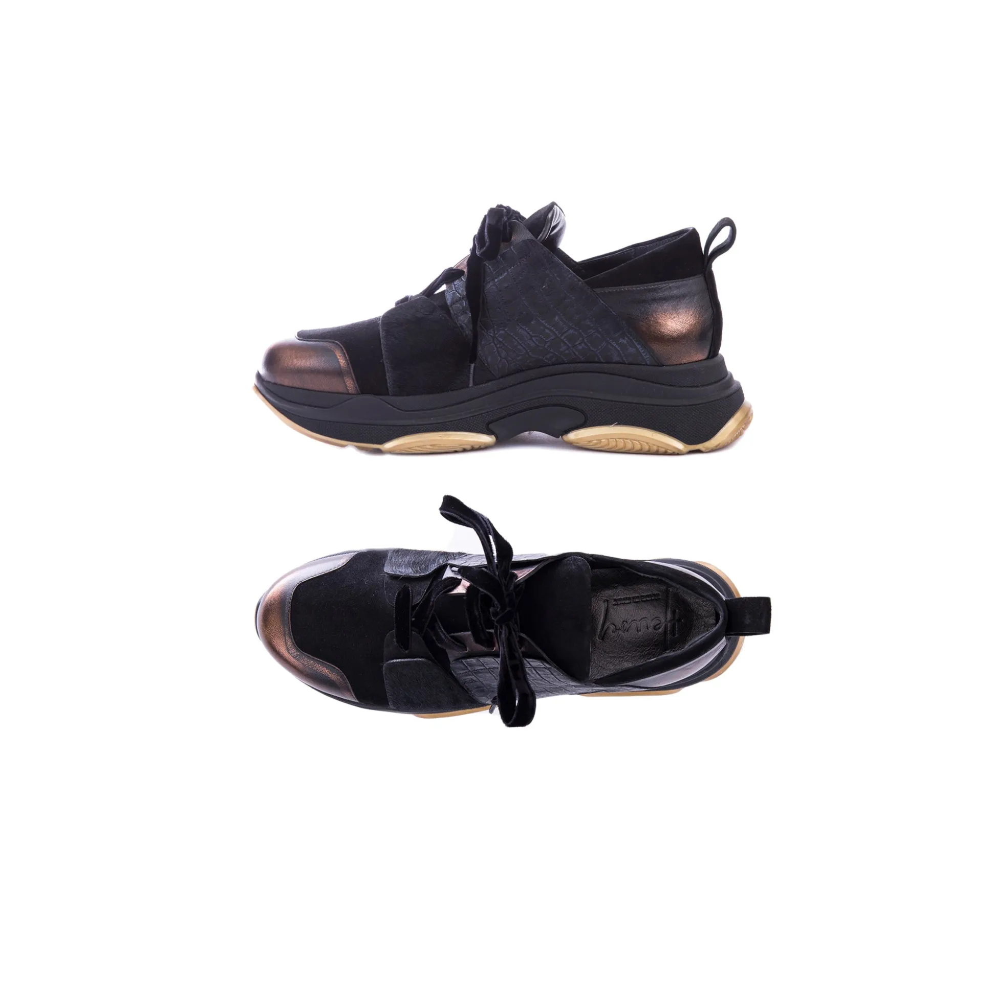SNEAKER SUEDE STAMPA COCCO LAMINATO Bronze