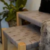 Square Short Stool Leather Grey