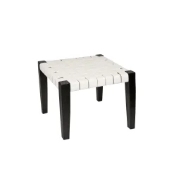 Square Short Stool Leather White