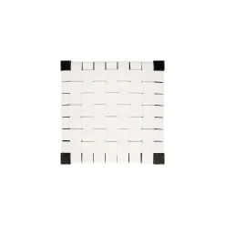 Square Short Stool Leather White
