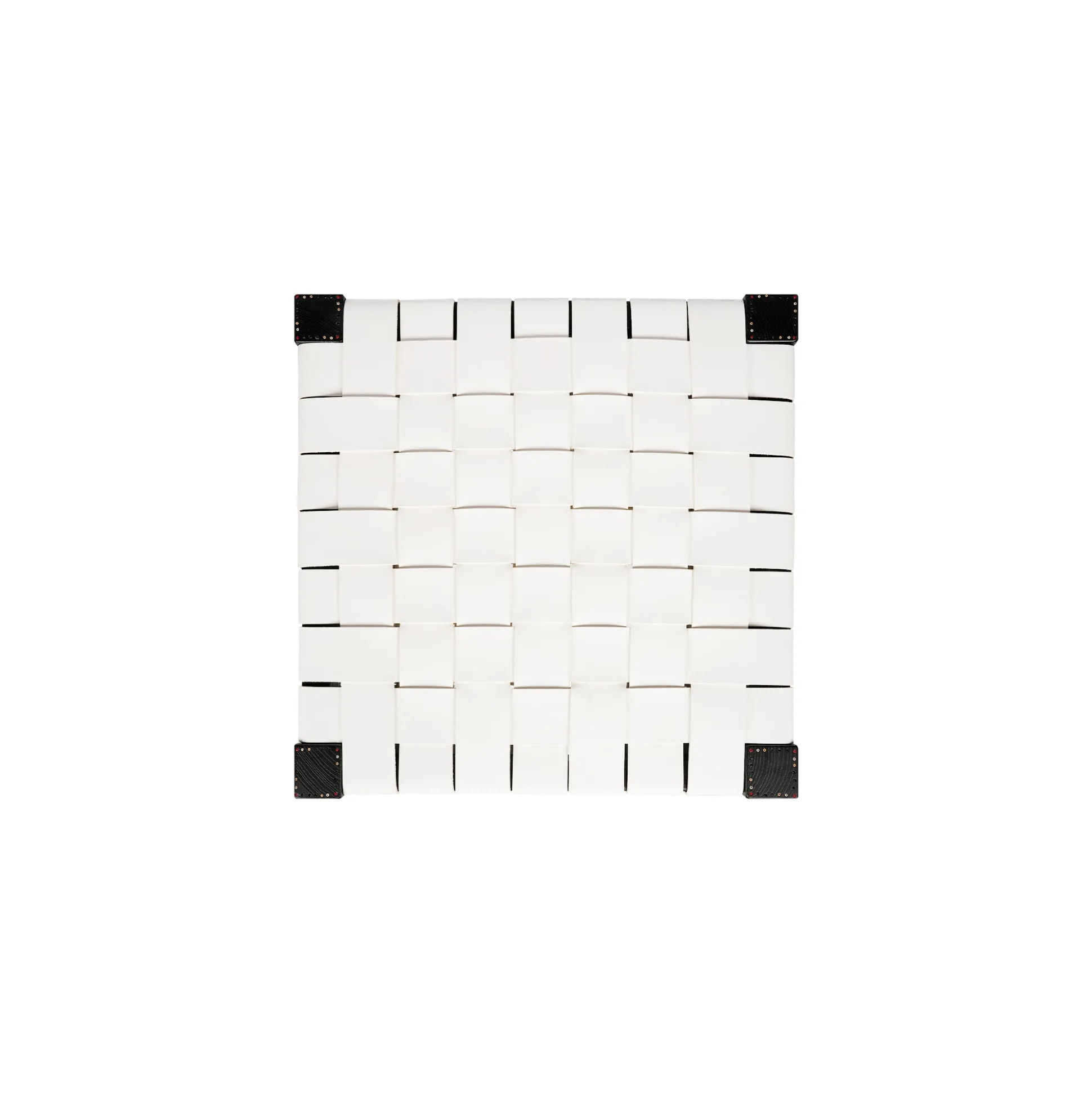 Square Short Stool Leather White