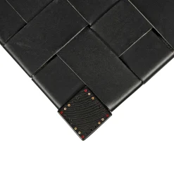 Square Short Stool Leather Black