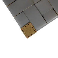 Square Short Stool Leather Grey