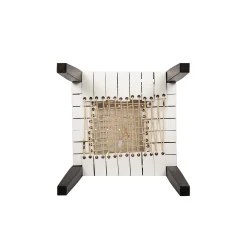 Square Short Stool Leather White