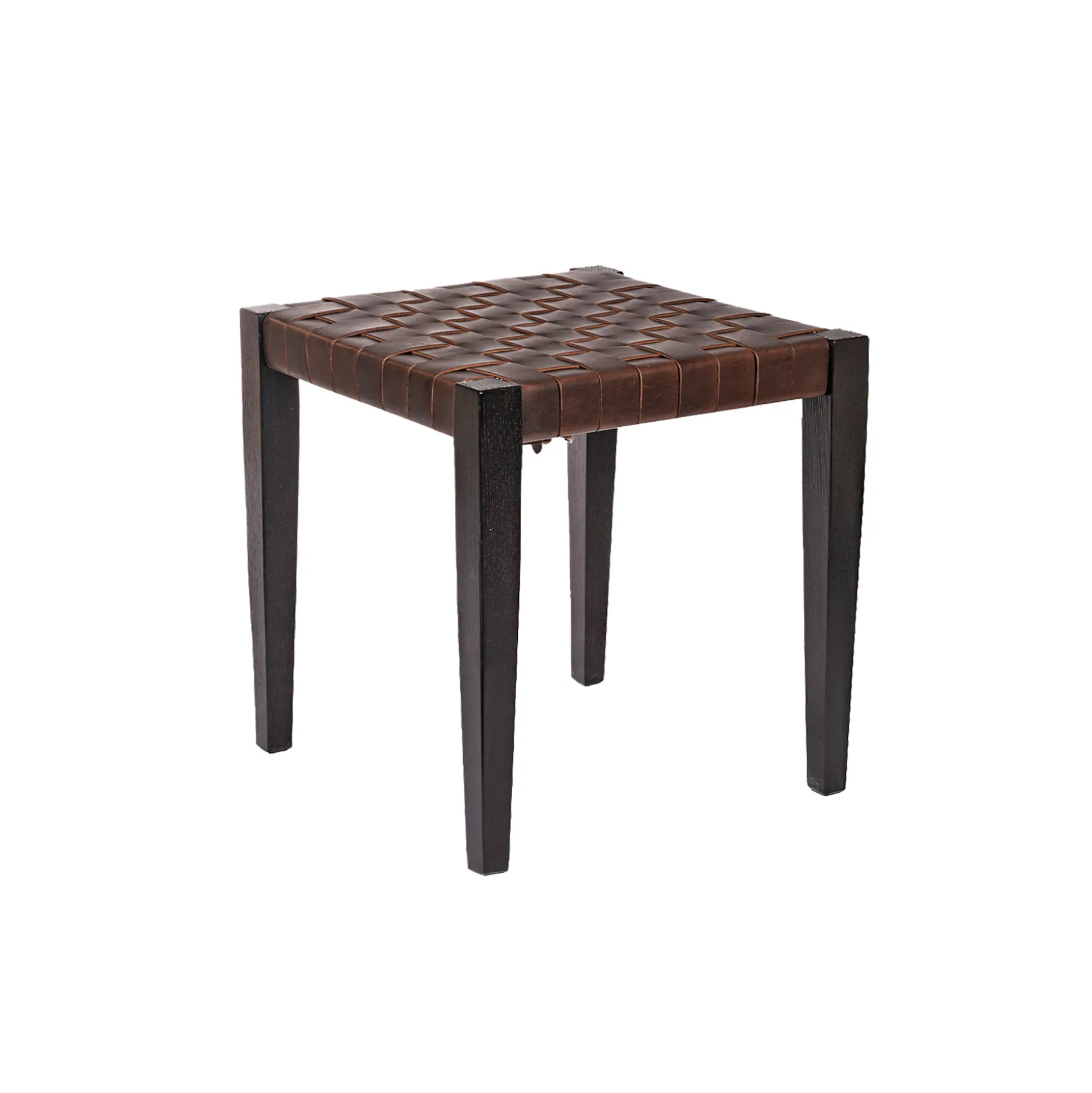 Square Stool Leather Ebony