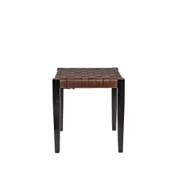 Square Stool Leather Ebony