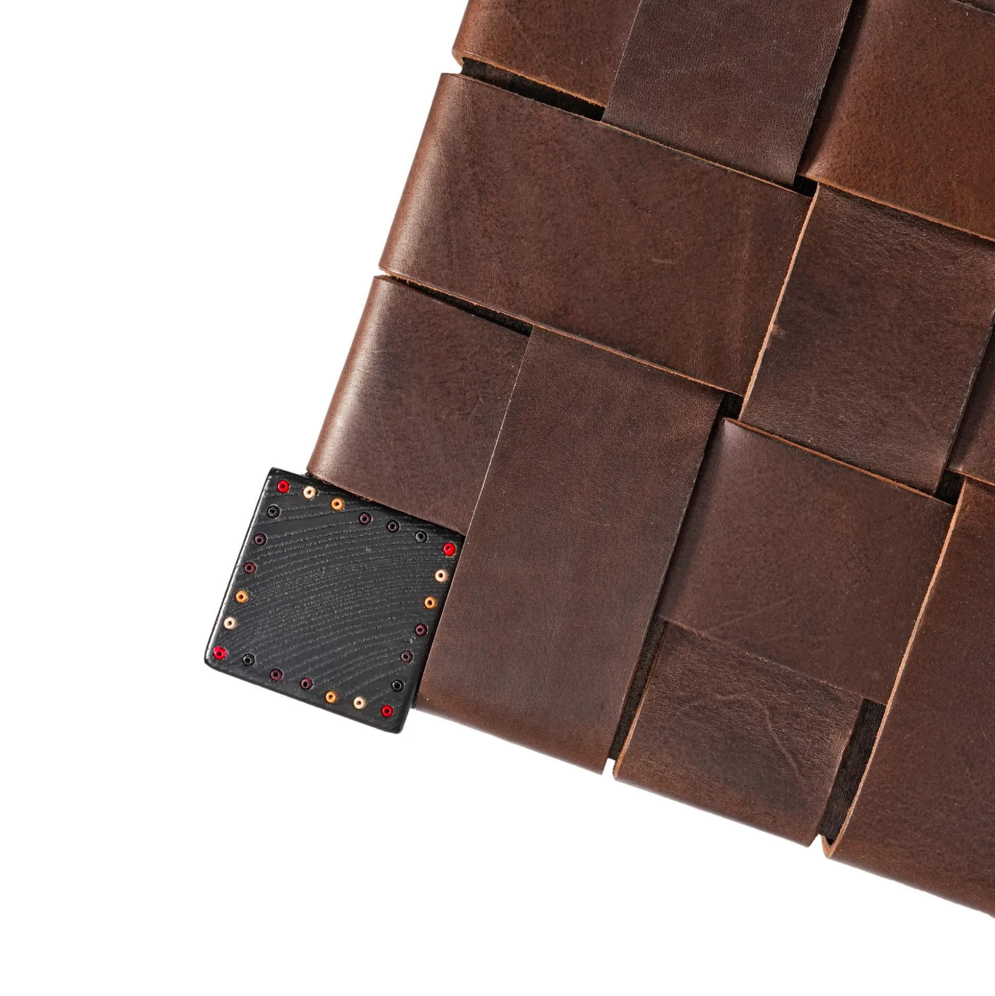 Square Stool Leather Ebony