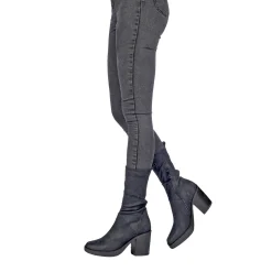 Square Toe Bootie Stretch Suede Deep Blue