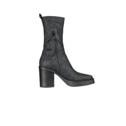 Square Toe Bootie Stretch Suede Deep Blue