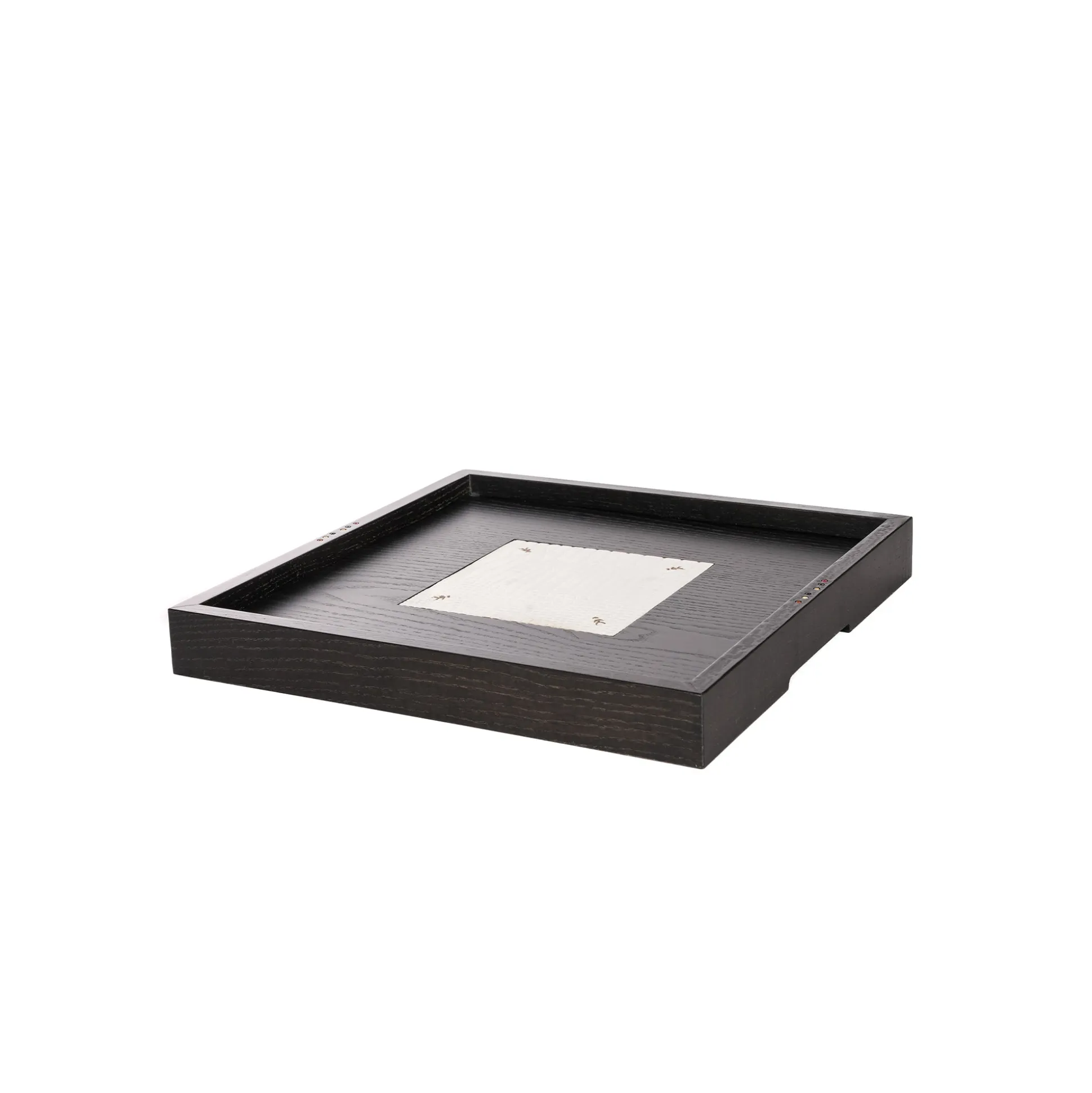 Square Wood Tray Printed Crocodile White