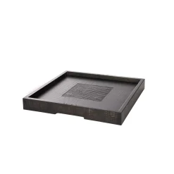 Square Wood Tray Printed Crocodile Black
