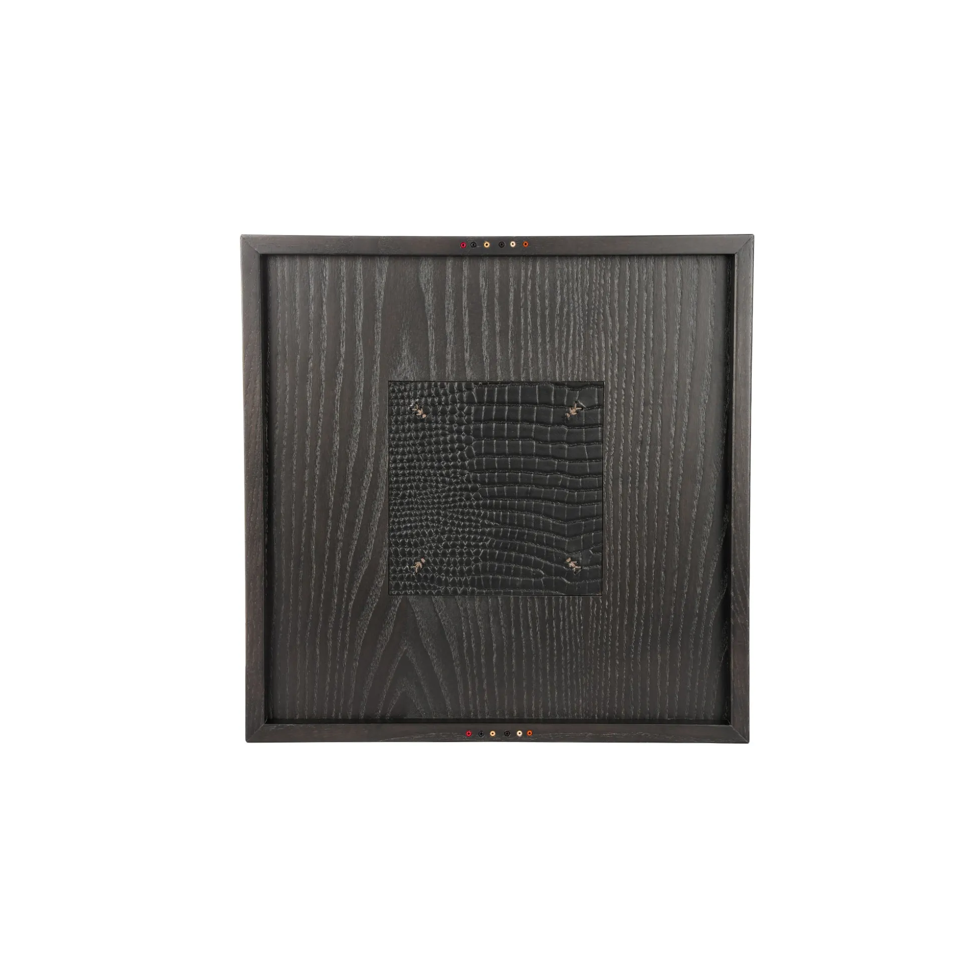 Square Wood Tray Printed Crocodile Black