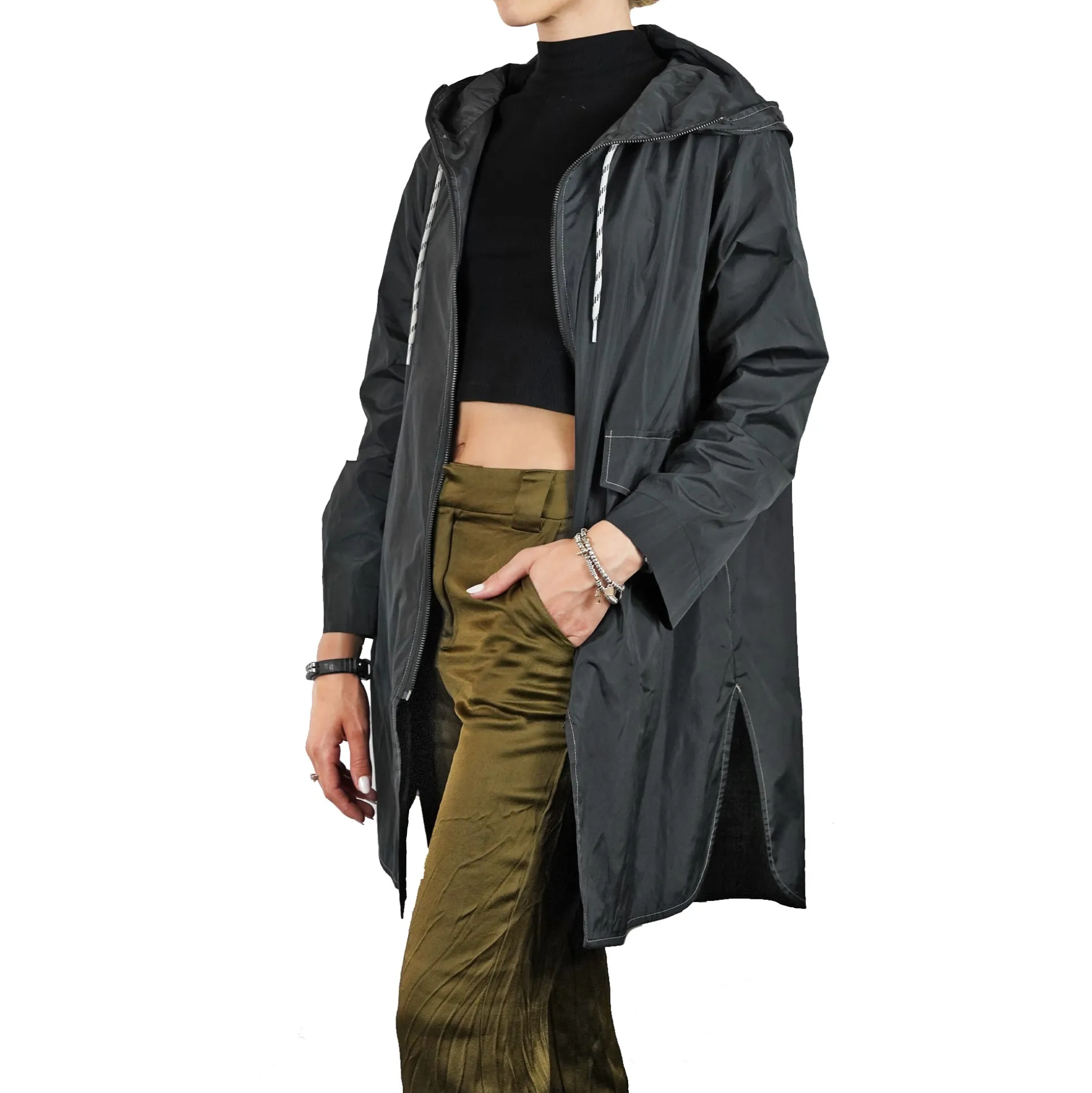 Taffeta Hoodie Jacket Black