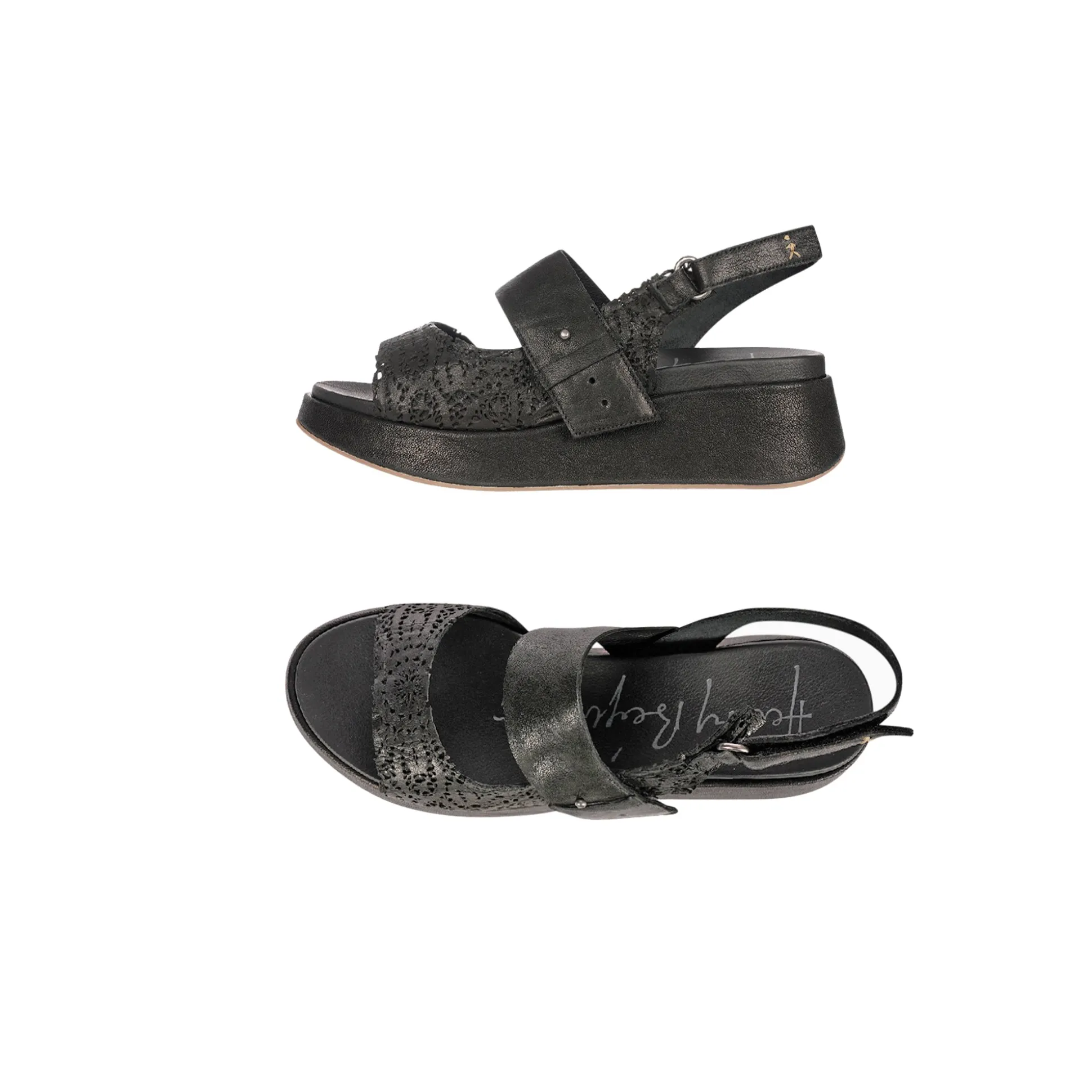 Wedge Sandal Pizzo black